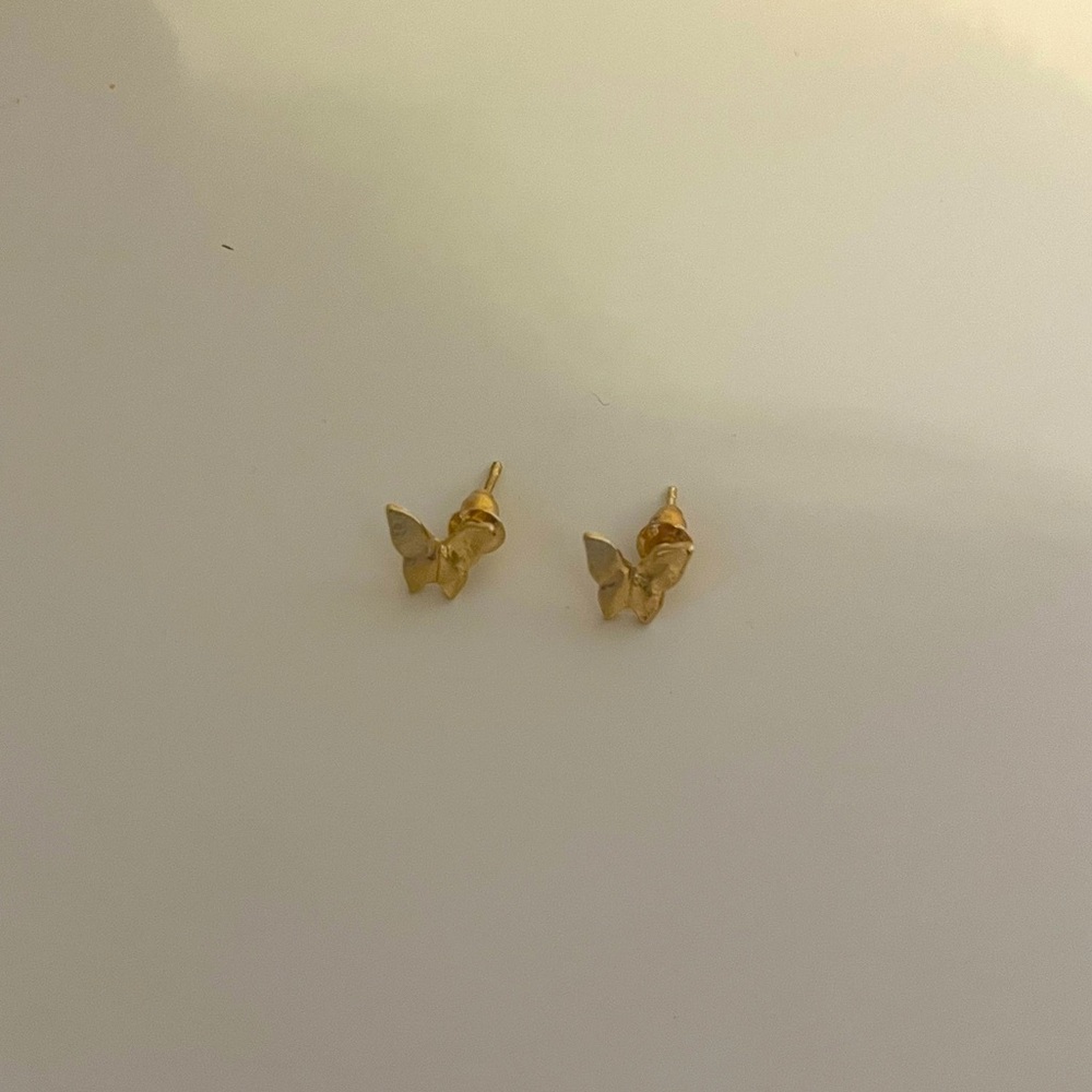 Gold butterfly stud earrings